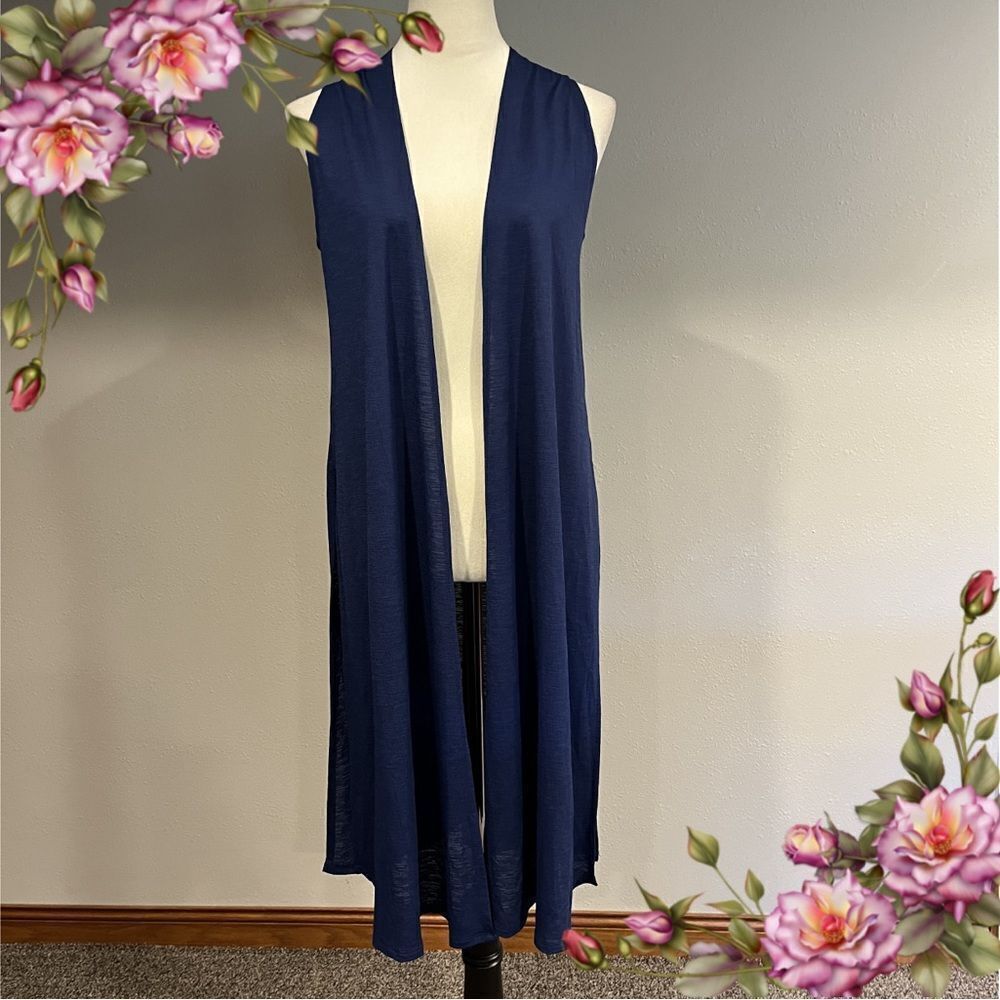 LuLaRoe navy‎ sleeveless Joy open duster size XS